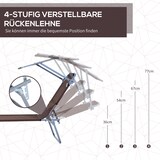 thumbnail of Gartenliege klappbar 187x58x36 cm mit Sonnendach Braun, pulverbeschichtetes Metallgestell, Oxford Stoff, leicht und wetterfest