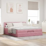 thumbnail of vidaXL Ottoman-Bett mit Matratzen & LEDs Rosa 200x200 cm Samt