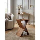 thumbnail of Extravaganter Beistelltisch aus Sheeshamholz, X-förmige Konstruktion, 2 Ablagen. 43x30x60 cm | Kadima Design