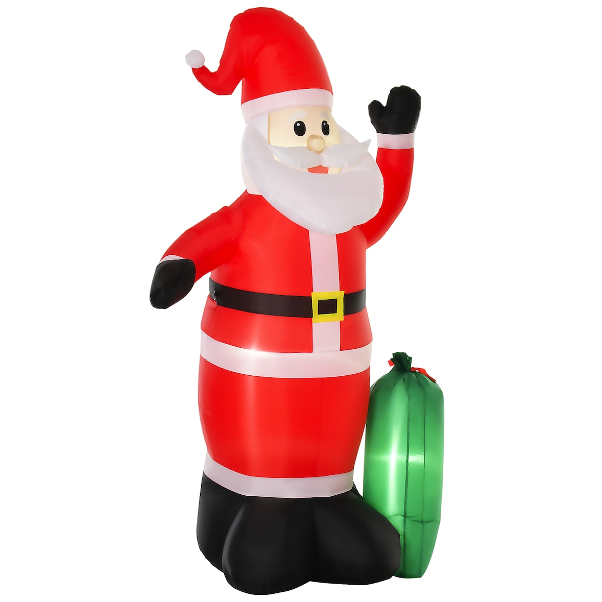Papá Noel Inflable y Regalo Santa Claus Hinchable con 3 Luces LED e Inflador Eléctrico Decoración Navideña para Exteriores Interiores 148x85x240 cm