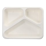 thumbnail of 50 Siegelschalen Zuckerrohr, PLA beschichtet 3-geteilt 1000 ml 4,9 cm x 22,7 cm x 17,8 cm