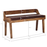 thumbnail of WOHNLING Sitzbank Echtleder 108cm Lederbank Flurbank Rückenlehne Massivholz Bank