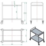 thumbnail of Carro de servicio 2 bandejas, acero inoxidable, plata, 86 x 54 x 93 cm (An x Pr x Al) EASYLINE 10067 Vaiotec