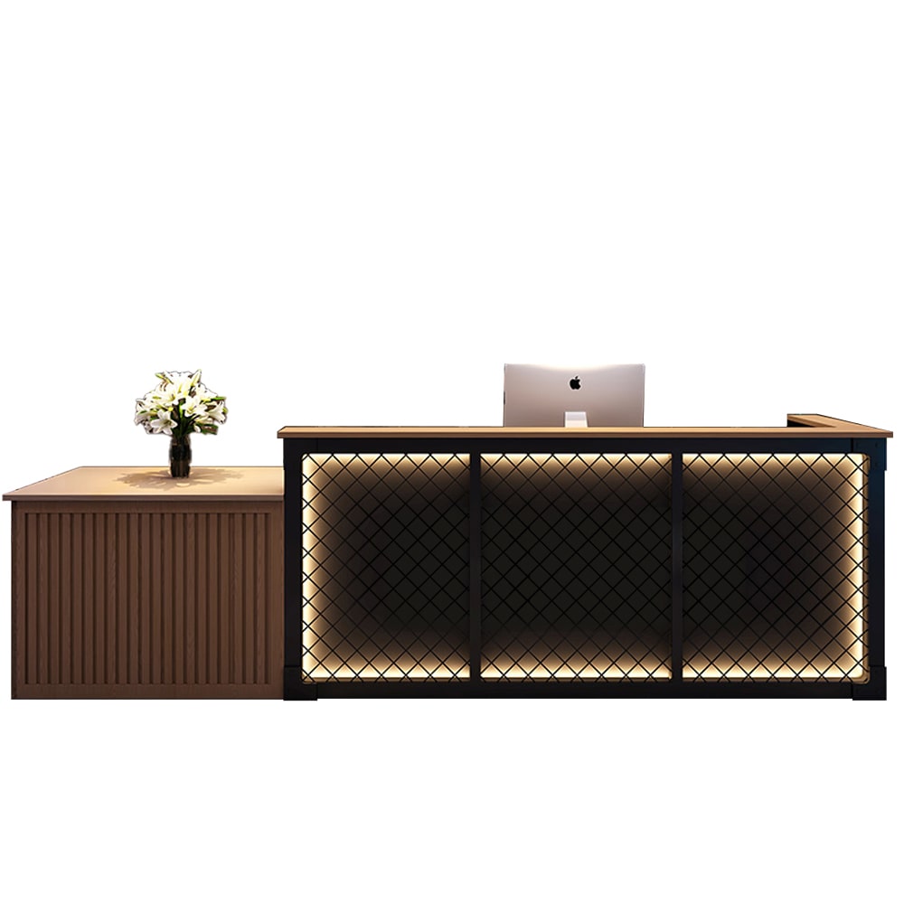 【BMBW180】Theke, Bartheke, Tisch, Empfangstresen, Rezeption, Empfangstheke, Industrial-Bar, Kassenstation Braun 180x60x100cm