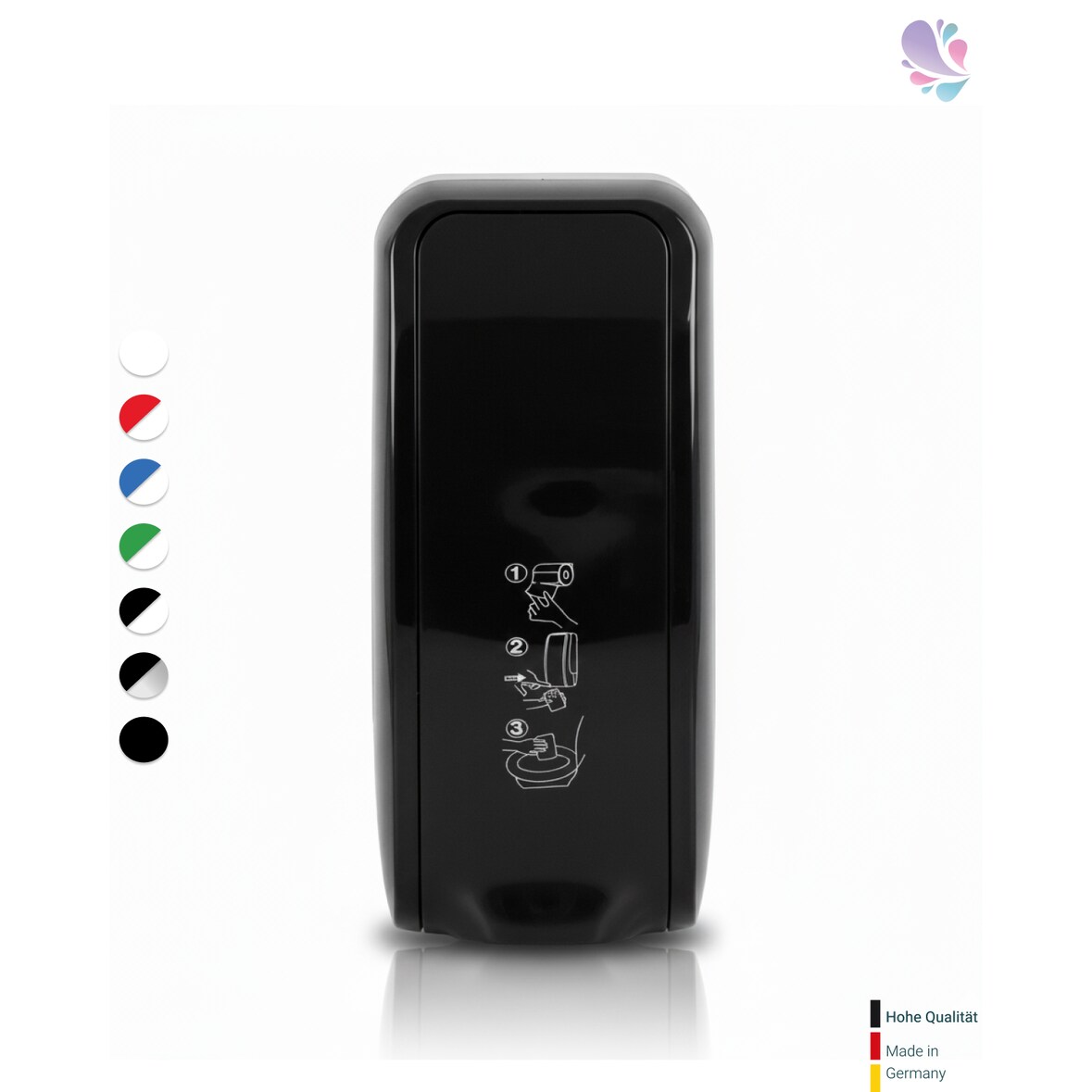 Spender für Toilettensitzreinigung MANUELL bis zu 1.000 Anwendungen je 1-Liter, blitzschneller Kartuschenwechsel, Blanc Cosmos