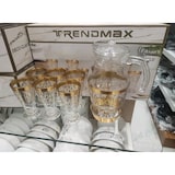 thumbnail of Wasserkaraffe-Set mit 6 Gläser Glaskaraffe Glaskrug Glaskaraffe Glaskrug