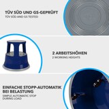 thumbnail of Rollhocker aus Stahl - Elefantenfuß - Hocker für Büro und Gewerbe - 150 kg belastbar - mit Laufrollen - TÜV geprüft / Blau