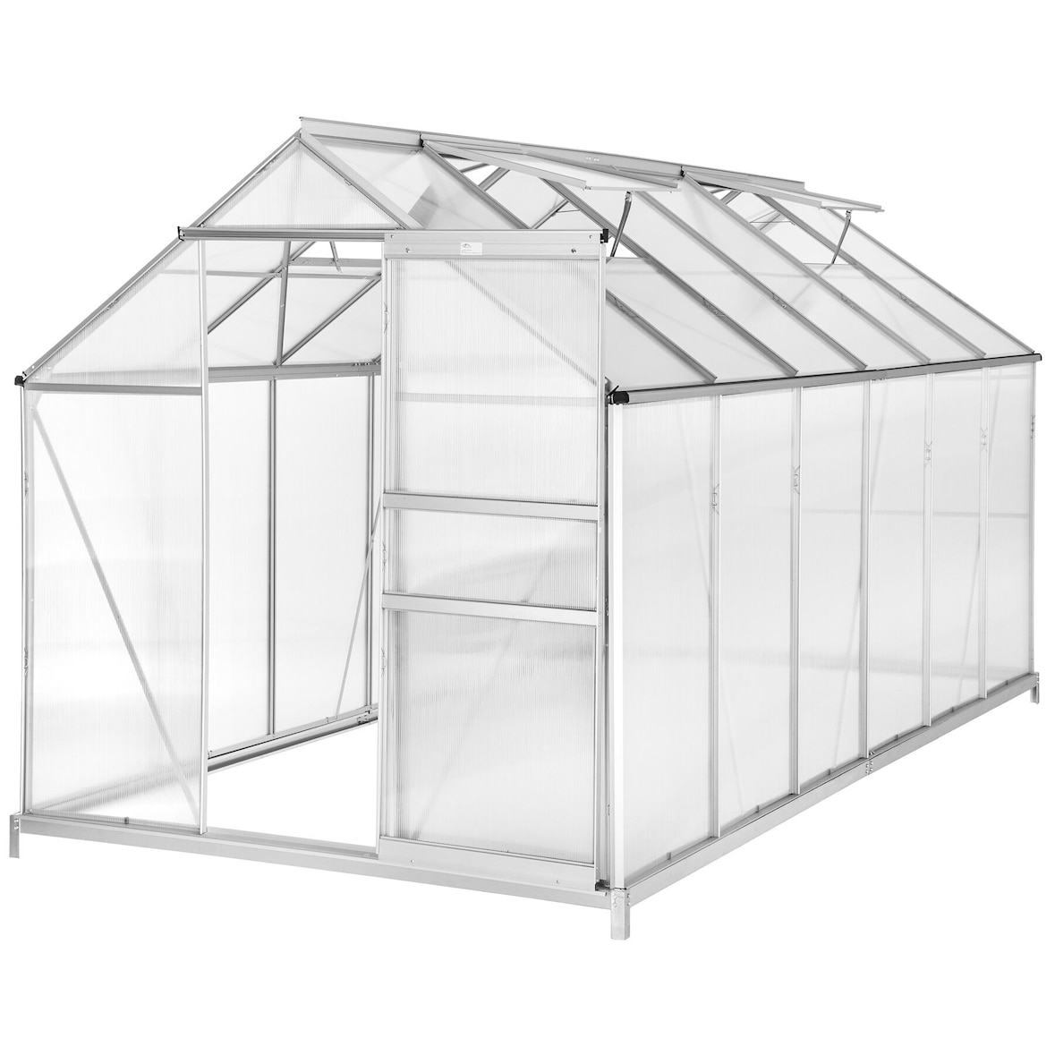 tectake Serre en aluminium avec fondation, 185x375x195cm 375 x 185 x 195 cm Blanc Transparent