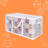 thumbnail of Relaxdays Weihnachtskugel Aufbewahrungsbox, 128 Kugeln, HBT: 37x73x36 cm, Kunststoff, Pappe, Kugelbox, transparent/weiß