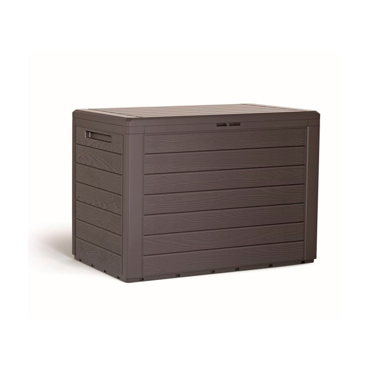 Prosperplast - Baul de jardin 190 litros Woodebox de plastico en color ocre oscuro 78 x 43,3 x 55 cm