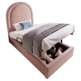 thumbnail of Polsterbett 90x200 mit 7-Zonen Taschenfederkernmatratze, Samtbezug, Stauraum, ergonomische Schlafunterstützung, Rosa