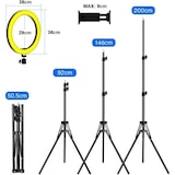 thumbnail of Aro de Luz Grande 36cm 14" de diámetro y Trípode Regulable 55 cm hasta 200cm, 3 Soportes, 3 Modos de Luz y 10 Niveles de Brillo