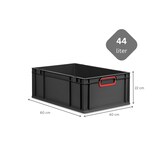 thumbnail of PROREGAL SparSet 5x Eurobox NextGen Color, HxBxT 22x40x60cm, 44 Liter, Griffe rot zu, Schwarz, Eurobehälter, Transportbehälter