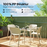 thumbnail of Gartenstuhl 4er Set 60x56x75 cm stapelbar mit Armlehnen wetterfest UV beständig bis 120 kg Kunststoff Weiß für Balkon Terrasse