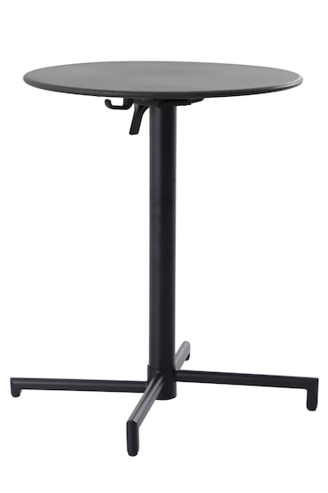 METRO PROFESSIONAL Mesa de bistrô dobrável Aveiro, aço, impressão efeito madeira, Ø 60 cm, redonda, cinzento escuro/preto