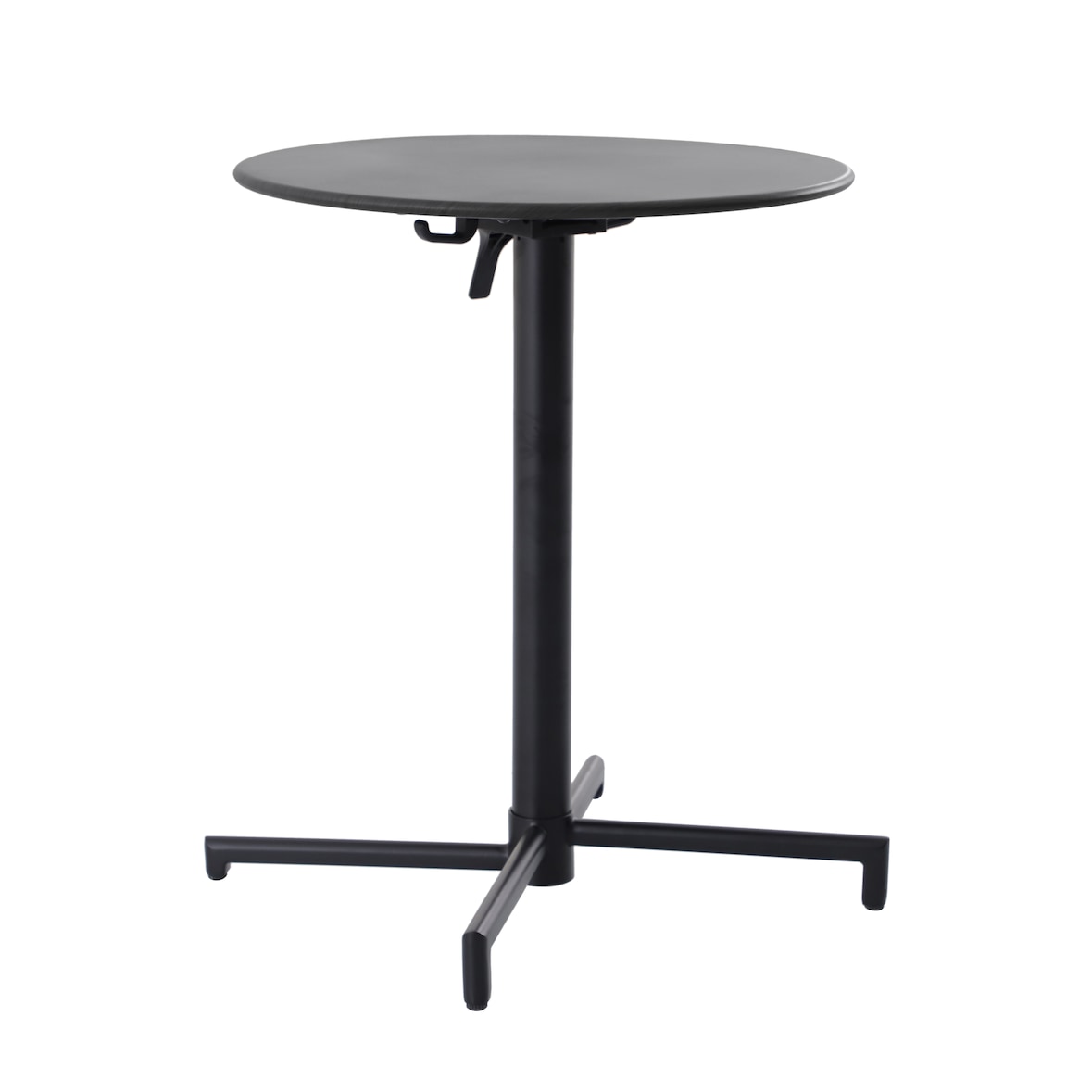 METRO PROFESSIONAL Mesa de bistrô dobrável Aveiro, aço, impressão efeito madeira, Ø 60 cm, redonda, cinzento escuro/preto