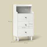 thumbnail of HOMCOM cómoda con 3 cajones cómoda de dormitorio estrecha con Estantes Abiertos Anti-vuelco Cajonera Alta para Salón Pasillo 47x29x95 cm Blanco