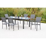 thumbnail of Merxx Milano Set 7tlg., 6 Stapelsessel, 1 Tisch 150(210) x 90 cm, Aluminium, Graphit