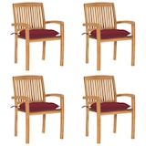 thumbnail of vidaXL Stapelbare Gartenstühle mit Kissen 4 Stk. Massivholz Teak