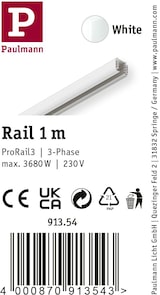 thumbnail of Paulmann ProRail3 Schiene 1m  230V Weiß 91354
