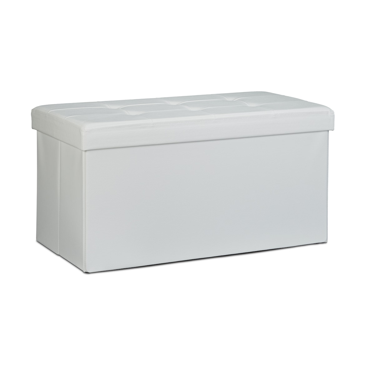 Relaxdays Faltbare Sitzbank 38 x 76 x 38 cm HxBxT, 2-Sitzer m. Stauraum, Kunstleder Sitzhocker 300 kg belastbar, weiß