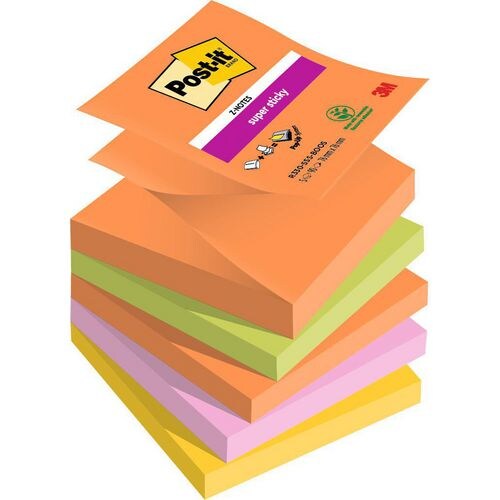 Lot de 5 blocs de Z-Notes Post-it® Super Sticky, Collection Boost, 76 x 76 mm, 90 feuilles/bloc (R330-5SS-BOOS)