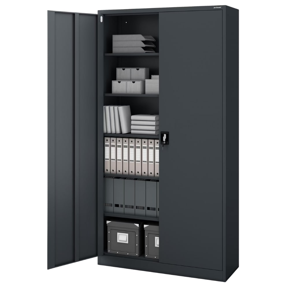 Aktenschrank abschließbar KADO 6 Ebenen verstellbar Flügeltüren Metallschrank Werkstatt Büroschrank aus Stahl Werkzeugschrank 220x115x40cm Anthrazit