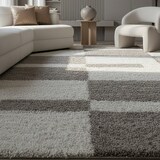 thumbnail of Hochflorteppich Shaggy Kariert Weich Flauschig Waschbar Strapazierfähig Schlafzimmer Esszimmer Beige 100x200 cm – WATZMANN von Kadima Design