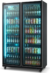 thumbnail of Romux® Glastürkühlschrank MD 1050 Liter 2 Türen Schwarz mit Belüftet | Professioneller Getränkekühlschrank mit Glastür & LED