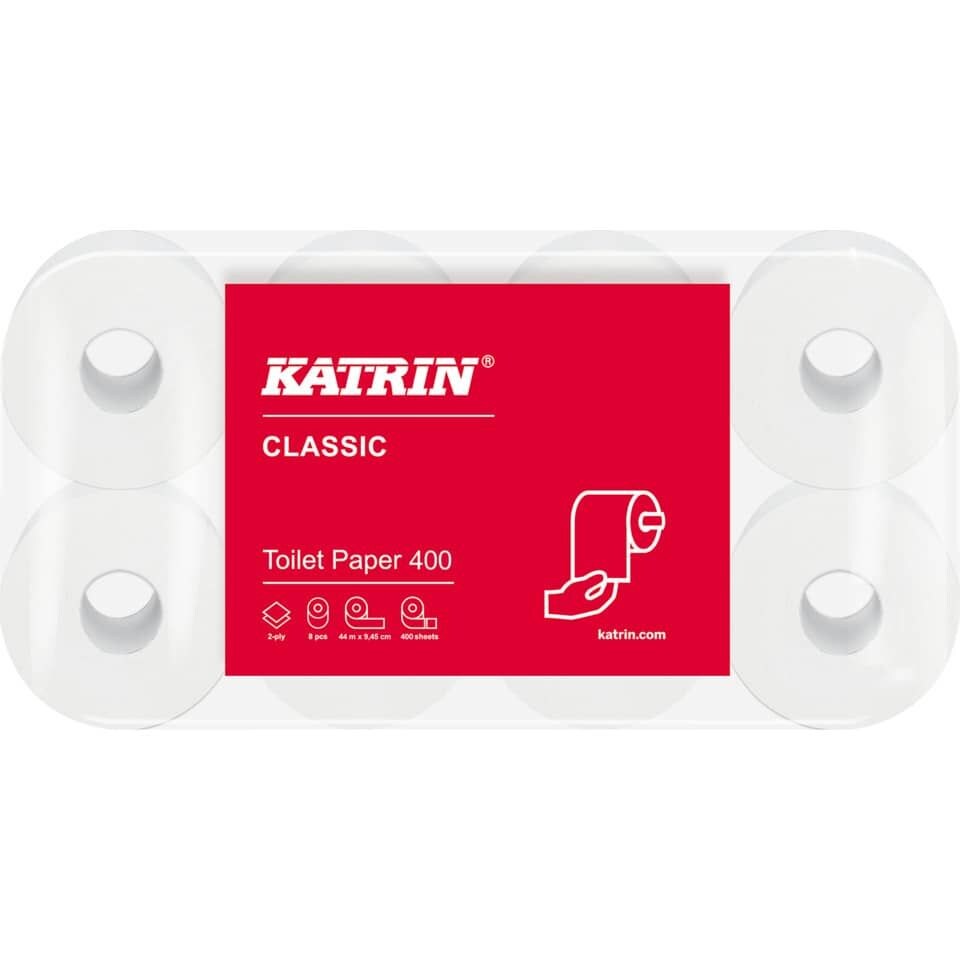 KATRIN® 14293 Toilettenpapier Classic Toilet 400 - 2-lagig, weiß, 6x 8 Rollen à 400 Blatt