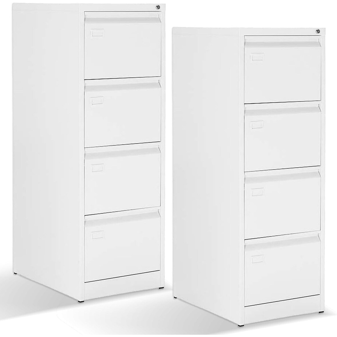 m-office Archivador Metálico Organizativo de Oficina Blanco con 4 Cajones y Cerradura - Mueble Cajonera de 132x46x62 cm (2 unds)