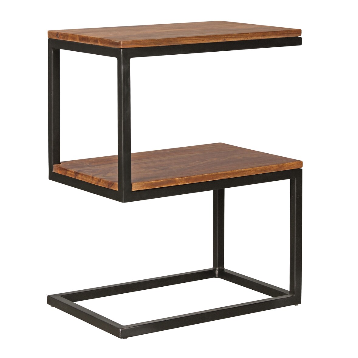 Beistelltisch S-Form Massivholz Metall Wohnzimmertisch Anstelltisch Landhaus