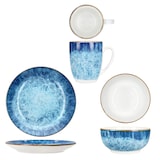 thumbnail of Marina 18tlg Frühstücksset Porzellan 6 Pers kleine Teller Schale Becher blau
