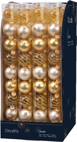 thumbnail of Weihnachtskugeln Glas 3cm Christbaumkugeln mit Motiven Sterne Schneeflocken gold perle mix