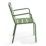 thumbnail of Ensemble table de terrasse carrée et 8 fauteuils en métal vert cactus  - Oviala