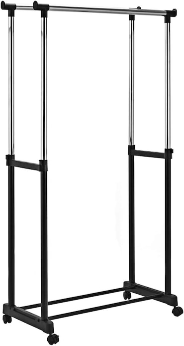 Costway Kleidungshalter mit Rädern Höhenverstellbare Kleidung Schiene Kleiderschrank