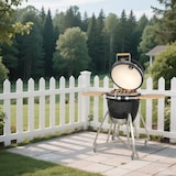 thumbnail of Tarrington House Barbacoa de carbón Kamado Naggado, Ø 47 cm, cocción Divide & Conquer, mesas auxiliares, móvil, cerámica/acero inoxidable, negro