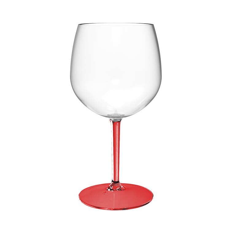 MONOUSO - Kelchglas Balloon Mehrweg Durable aus TT Fuß Rot 580ml (6 Stück)