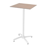 thumbnail of Conjunto de mesa alta de laminado de roble claro y 2 sillas altas blancas