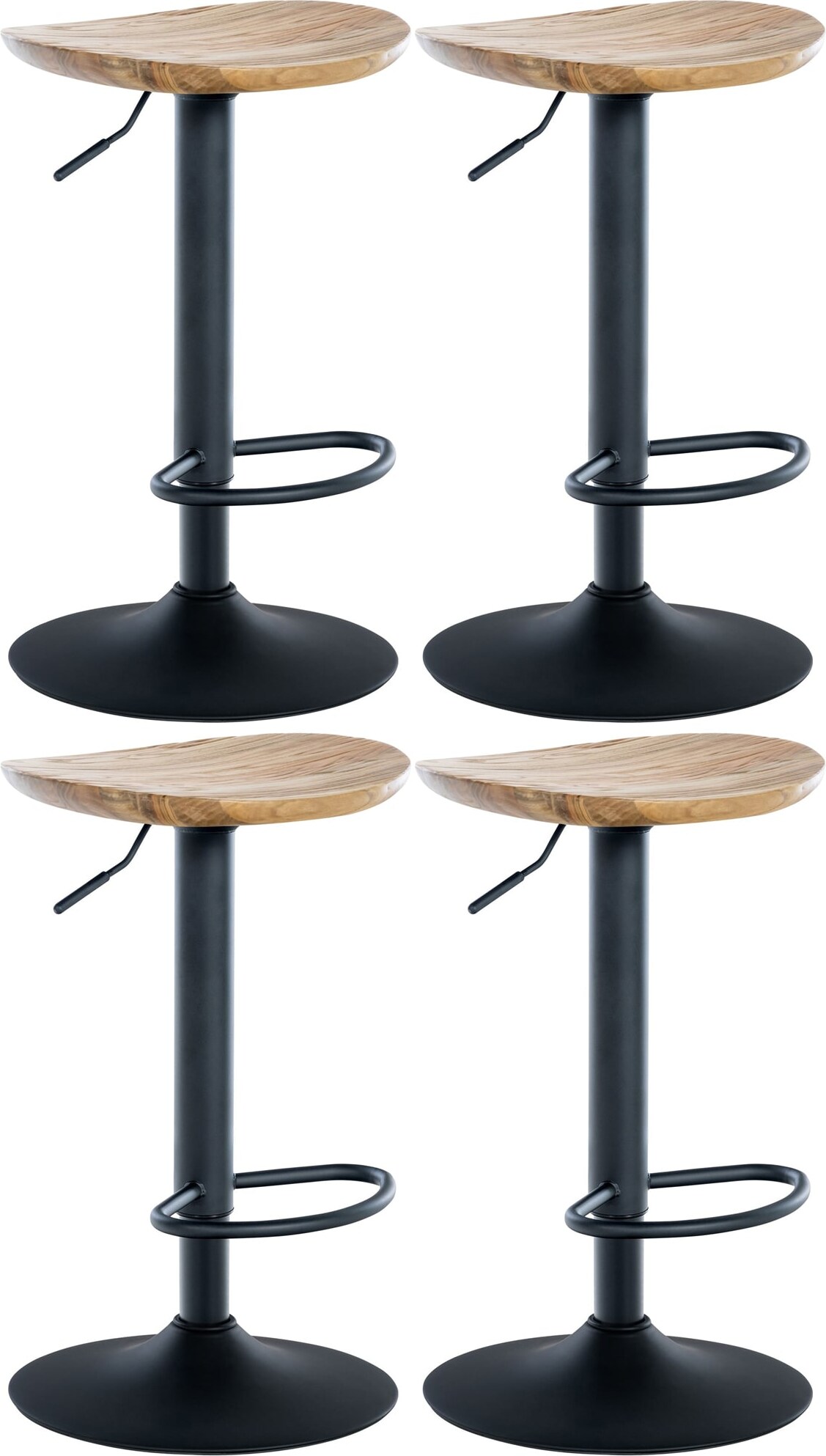 4er Set Barhocker SUZON - Holz Natura 41x38.5x56 cm | Barstuhl Höhenverstellbar Drehbar Tresenhocker Tresenstuhl Kneipenhocker Kneipenstuhl