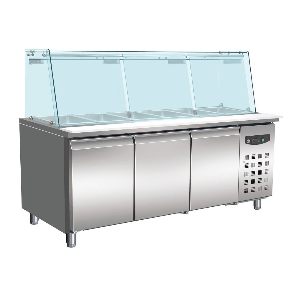 Gekoelde tafel met glas 3 deuren 5x 1/1 GN bakken