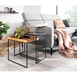 thumbnail of Wohnzimmertisch 2er Set Mango Massivholz / Stein-Optik Beistelltisch Eckig, Design Beistelltisch Industrial, Sofatisch Couchtisch Rechteckig,