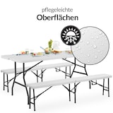 thumbnail of Casaria Bierzeltgarnitur 180 cm Klappbar Kunststoff Campingtisch 2x Campingbank Festzeltgarnitur Weiß 3 tlg