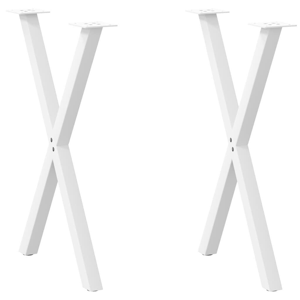 Helloshop26 - Set aus 2 X-förmigen Esstischbeinen 57 x 72–73 cm mit verstellbaren Nivellierfüßen modernes Design weißer Stahl 02_0057186