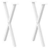thumbnail of Helloshop26 - Set aus 2 X-förmigen Esstischbeinen 57 x 72–73 cm mit verstellbaren Nivellierfüßen modernes Design weißer Stahl 02_0057186