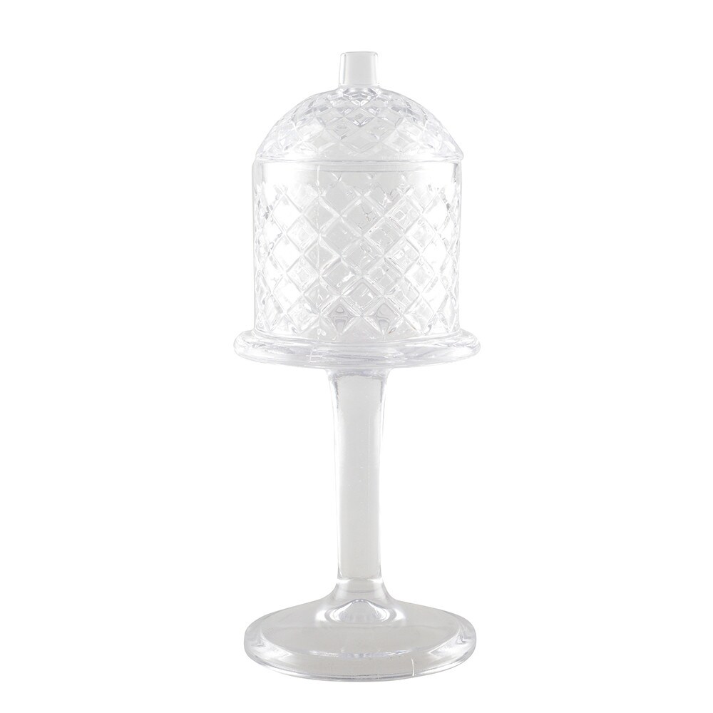 Bonbonnière en verre sur pied avec couvercle 10x30cm
