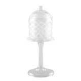 thumbnail of Bonbonnière en verre sur pied avec couvercle 10x30cm