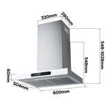thumbnail of CIARRA Campana extractora Dynamic A+++ 650 m³/h 60 cm WIFI APP Funcionamiento SensorTouch Campana de pared acero inoxidable cristal blanco VM6102W