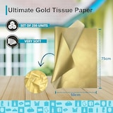 thumbnail of Carta velina oro brillante 50x75 cm – 250 fogli per confezioni eleganti, eventi di lusso, artigianato e decorazioni raffinate