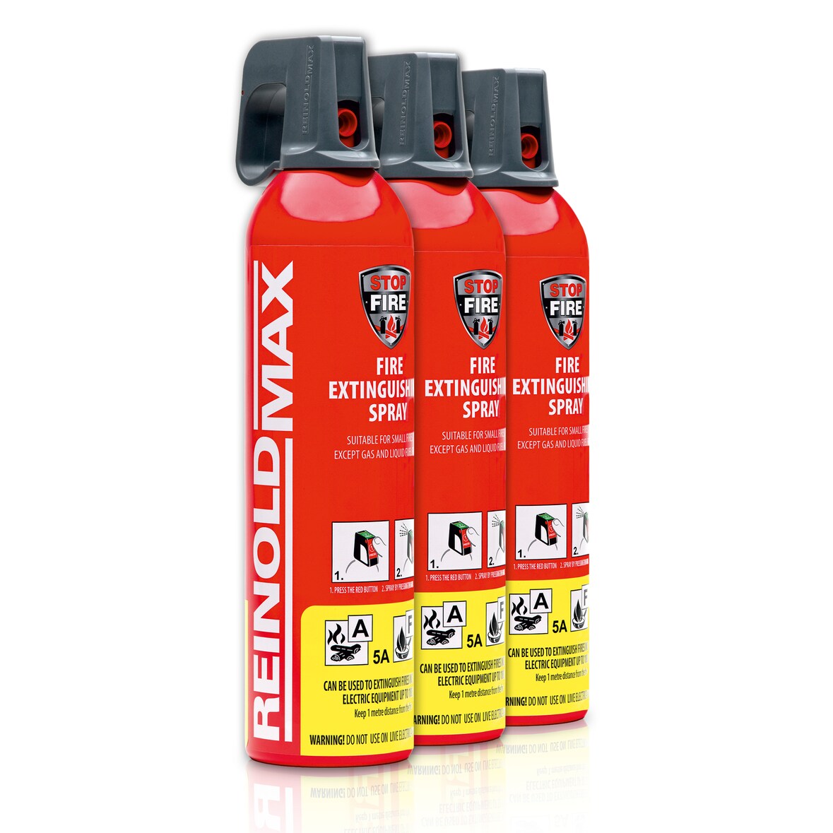 ENOTEC Premium Feuerlöschspray – 3er Set - 750ml – Stopfire – Autofeuerlöscher – REINOLDMAX – wiederverwendbar – geeignet für Fettbrände – 3 x 750g